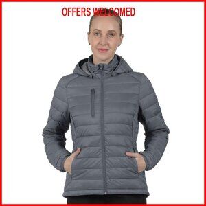 Women's Lightweight Puffer Jacket Hooded Water Resistant Packable Coat